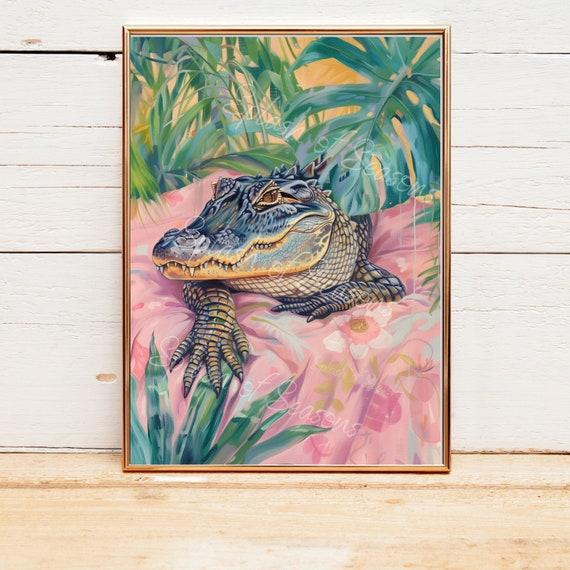 Gator Napping Wall Art Print, Animal Home Decor, Alligator Bedroom ...