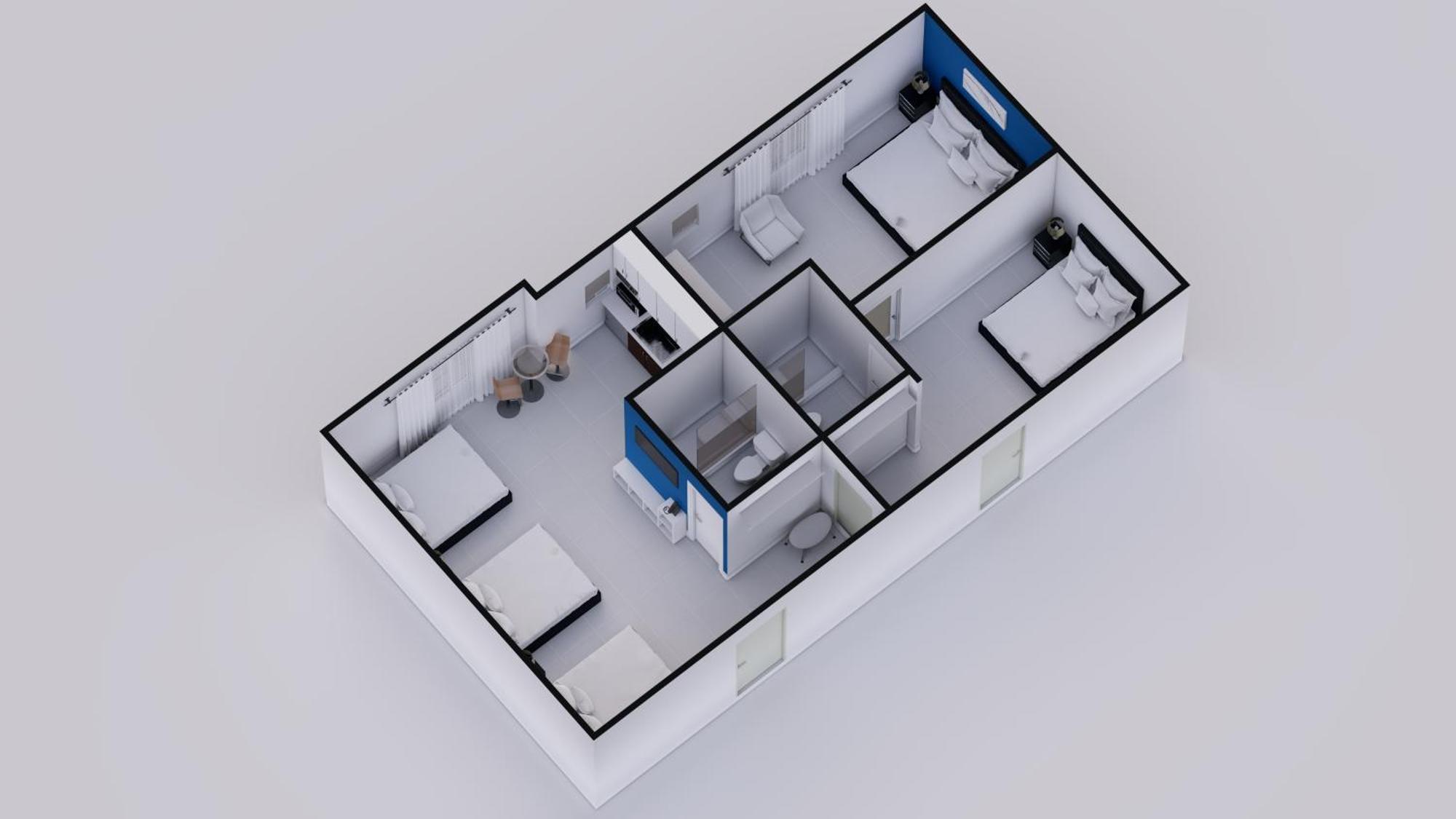 3 Bedroom Two-Bath Group Suite with Kitchen